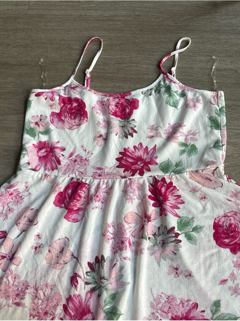 Floral Pink & Green Spaghetti Strap Sundress